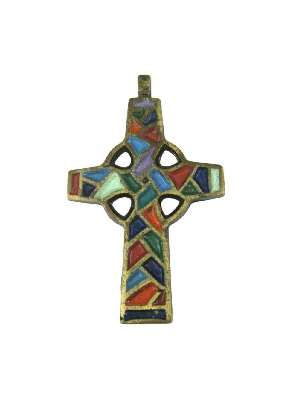 Vintage Terra Sancta Guild Enamel Celtic Cross Pendant 1969 Religious